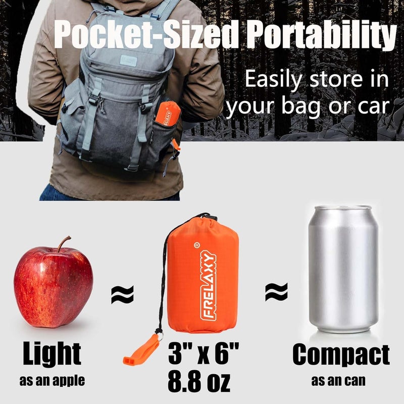 Frelaxy Extra-Thick Emergency Tent, Compact Survival Tent with Whistle, Upgraded Paracord, Storage Pouch, and EVA Case, 2 Person Emergency Shelter for Backpacking, Hiking, Outdoor - Image 3